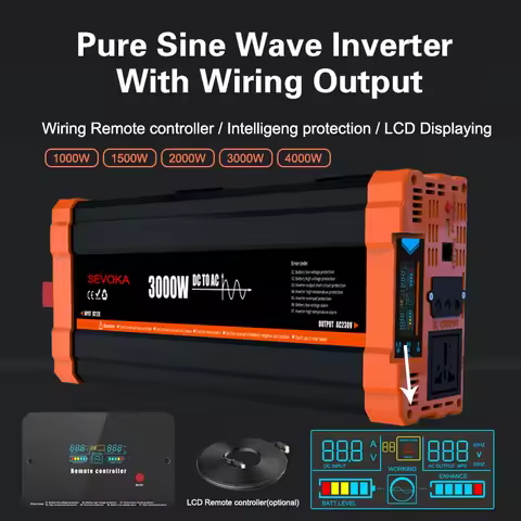 Pure Sine Wave Inverter 12V24V48V60V to 110V/220V 1KW 1500W 2KW 3KW 4KW 5KW LCD Power inverter for C