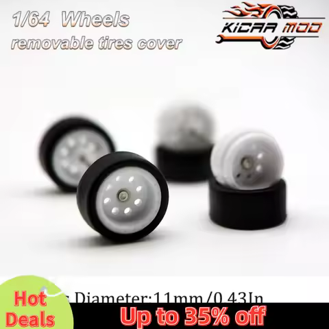 1/64 RLC Premium Wheels with Rubber Slick Tires for Hot Wheels Raguna Model Car Refitting Parts D:11