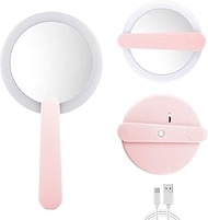 Trez Treamer Handheld Rotating LED Cosmetic Mirror，Portable Rechargeable Makeup Mirror with Rotating