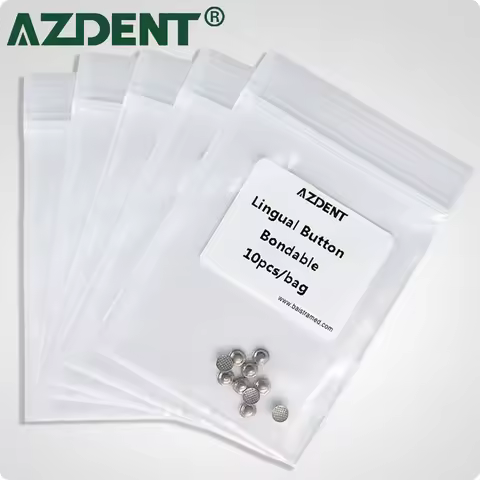 5Packs AZDENT Dental Orthodontic Lingual Button Metal Ortho Bondable Lingual Buttons Round Base Orth