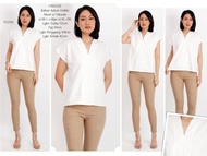 baju atasan kemeja kantor polos basic putih wanita baju kerja lengan - putih-2