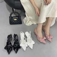Ribbon Heels 6 cm Pointed Toe Big Size High Heels (Size 35-43)