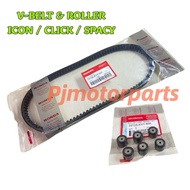 ICON / CLICK / SPACY - DRIVE V-BELT & PULLEY ROLLER 6 PCS 1 SET / TALI BELTING / VBELT V BELT BEARIN