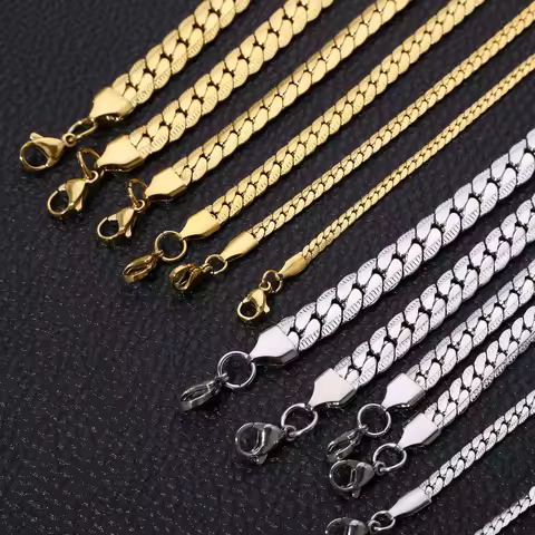 HIYEE 3MM/4MM/5MM/6MM/7MM/8MM Stainless Steel Cuban Lace Curb Link NK Chain Necklace For Men Women C