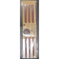 -Pin Wooden House Delicate Slim Log Chopsticks 3 Pairs