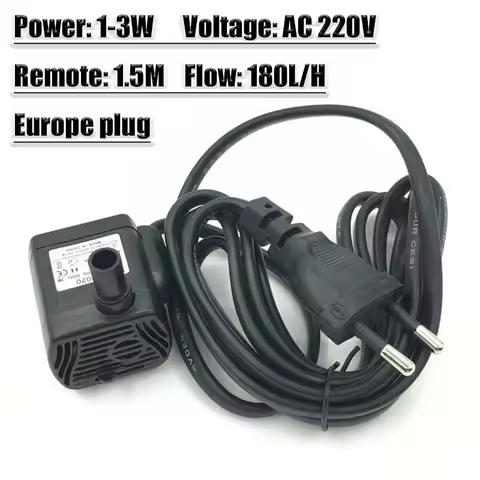 Ultra-silent 180L/H Miniature 3W AC 220V Water Pump Waterproof Brushless Miniature Water Filter Foun