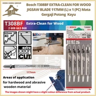 Bosch T308BF EXTRA-CLEAN FOR WOOD JIGSAW BLADE 117MM (L) x 1 (PC) Mata Gergaji Potong  Kayu