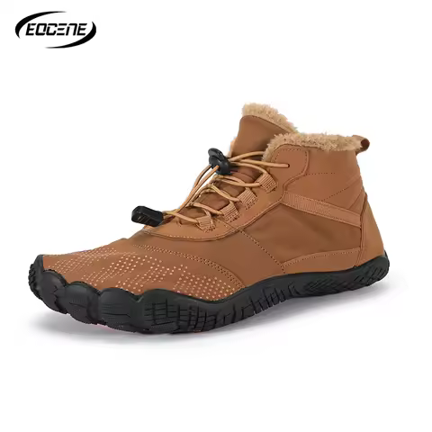 EOCENE Fleece Lined Five Toe Hiking Boots, Thick Warm Snow Boots Non-Slip Waterproof Windproof Trekk