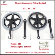 Bicycle Crankset, Cottered Type Chainset, Cotter Chainwheel / Piring Basikal Jenis Paku/Pin - For MTB BMX City Mini Bike