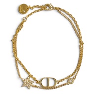 全新 △DIOR B1133PMTCY Petit CD 雙鏈手鐲 - 星星水鑽配件，金色，女士。