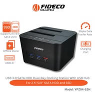 FIDECO YPZ04-S2H-U3 USB 3.0 Dual Bay HDD SSD Docking Station With Built-In USB 3.0 hub