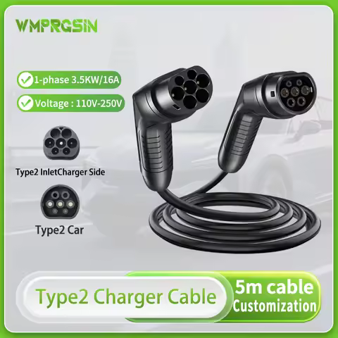 16/32A EV Chargeing Cable 3.5/7/11/22KW 3P Type2 to Type 2 IEC62196 3Phase 110V-250V Use forType 2 E