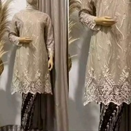 STELAN KEBAYA TUNIK PADANG TERSEDIA UKURAN JUMBO BAHAN TULLE BROKAT-TUNIK KEBAYA WISUDA FREE MASKER-