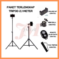 HP Mobile Tripod 2 Meter Iron Plus Mini ball head Free Mobile Phone Holder Free Tomsis Remote Bluetooth Free Tripod Bag