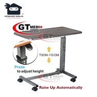 🔥PROMOTION🔥【Height Adjustable】 Hospital Bed Mobile Overbed Table Side Table with H-Shaped Base With 