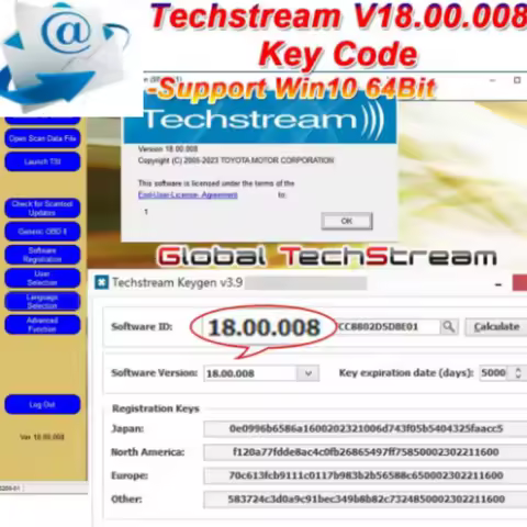 TIS Techstream 18.00.008 software Link and Active Code Newest Version Work with MINIVCI MINI VCI V16