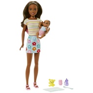 Barbie HJY31 - Dolls and Accessories, Brunette Skipper Doll with Baby Figure and 5 Accessories, Baby