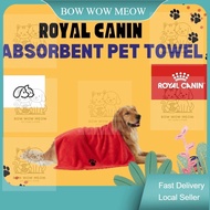 Bow Wow Meow-Royal Canin Absorbent Pet Bath Towel Cat Kitten Kucing Dog Puppy Anjing Tuala mikrofibe