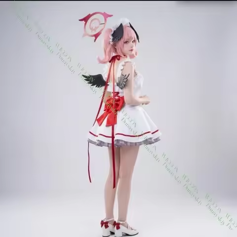 Blue Archive Shimoe Koharu Cosplay Full Set White Cute Pyjama Costume With Wig Halo Halloween Comic 