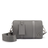 Louis Vuitton Virgil Abloh Gray Aerogram Leather City Keepall Silver Hardware, 2021-2022