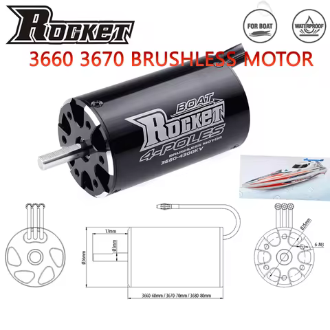 SURPASS HOBBY Rocket-RC 3660 3670 1850KV 2280KV 2600KV 4 Poles Brushless Sensorless Motor 5.0mm Shaf