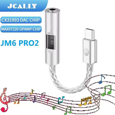 JCALLY JM6 Pro2 Digital Audio Adapter CX31993 DAC MAX97220 OPAMP Chip Hi-Fi Audio Decoder Type-C To 