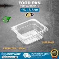 Polycarbonate Food Pan 1/ 6 x 6.5 cm (17.6 x 16.2 x 6.5cm) Polycarbonate Food pan 1/6 Height 6.5 cm 