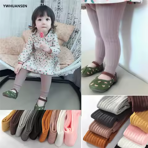 YWHUANSEN 0-6T Spring Autumn Striped Leggings Toddler Girl Cotton Infant Newborn Kids Strumphose Kni