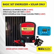 MAXSON Basic Set Energizer MAXSON (2.2J) #MXB22 + CYRUS Solar Panel 18V 50W - SESUAI UTK 4 EKAR KE B