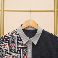 KEMEJA Men's Batik Shirt M1140 Navy Long Sleeve