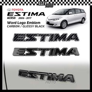 Toyota Estima ACR50 2006 - 2017 ESTIMA Rear Word Car Logo Emblem Trim Carbon Blackl Accessories 2012