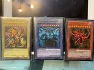 特價 遊戲王卡 UR 金閃 三幻神 英文版 天空龍+巨神兵+翼神龍 yugioh god cards一套