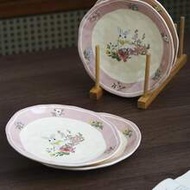 1pc Cute Floral Rabbit Ceramic Plate, Suitable For Various Dining And Daily Scenes, Home Kitchen, Ho