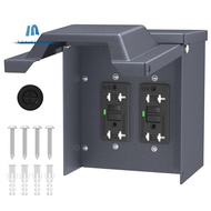 -2 Outdoor Power Outlet Box with Waterproof Cover Dual 20 Amp WRTR GFCI Outlet GFCI Outlet Box with 