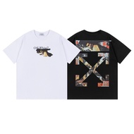 20262026Spring Summer New Style OW Oil Painting Arrow Pattern Round Neck Pullover Short Sleeve Men W