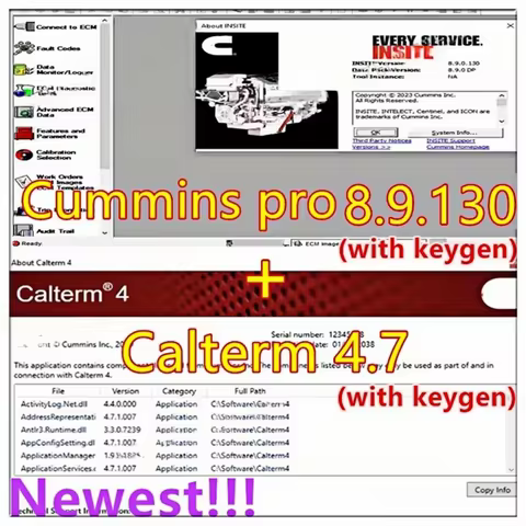 Newest Cummin Insite 8.9 PRO Engine Diagnostic Software Calterm 4.7 MetaFiles v4.7.1.00+ free Keygen