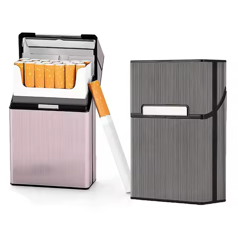 Portable Slim Aluminum Cigarette Case Regular King Size Plastic Cigar Tobacco Holder Box Storage Con