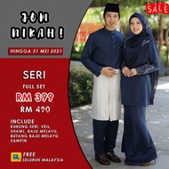 FULL SET BAJU PENGANTIN LELAKI PEREMPUAN | BAJU NIKAH | BAJU KAHWIN BLUEBLACK PLUSSIZE - SERI MRE