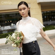 เสื้อลูกไม้ฝรั่งเศสแท้  Carisa เนื้อนิ่ม เกรดพรีเมียม ทรงแขนคล้ายมีผ้าคลุมช่วงไหล่ไปในตัว ทรงคอปีน ซ