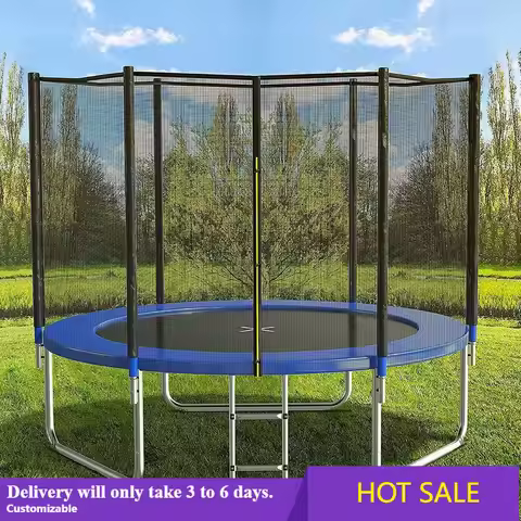 8FT 10FT 12FT 14 FT 15FT Trampoline with Safety Enclosure Net，Outdoor Trampoline with Basketball Hoo