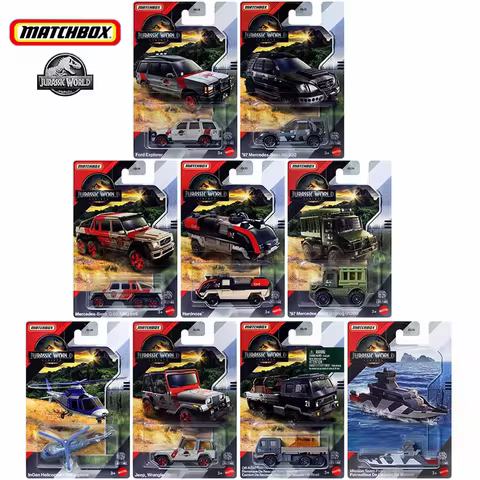 Original Matchbox Jurassic World 4 Reborn Movie Series Alloy Car Mercedes Patrol Ship Model Decorati