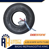 YEAR 2023 PRODUCTION DATE DEESTONE THAILAND 4.00-8 6PR D830 RIB (with tube) TIRE FOR BAJAJ RE/PIAAGO