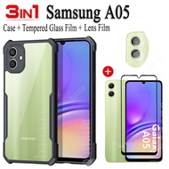 Samsung A05 A 05 A0 5 Acrylic Clear Phone Case For Samsung A05S Shockproof Airbag Cases +tempered glass film + lens film
