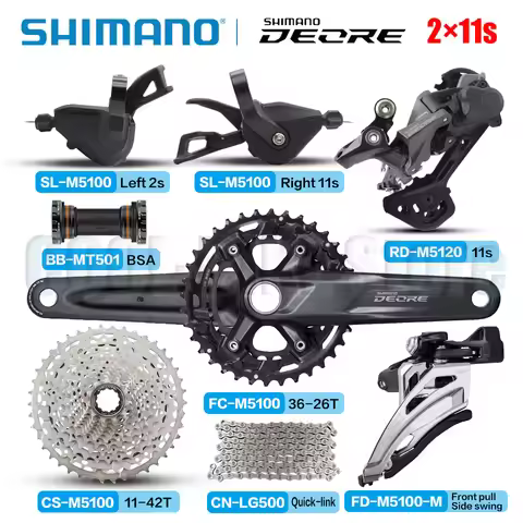 Shimano DEORE 2x11s M5100 Groupset M5100 Crankset SL-M5100 RD-M5120 CS-M5100 Sunshine Cassette Sproc