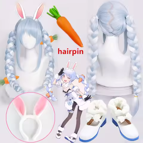 VTuber Usada Pekora cosplay Wigs Braids Hololive Fantasy Bunny Girl Lovely Lolita Cosplay boots 35-4