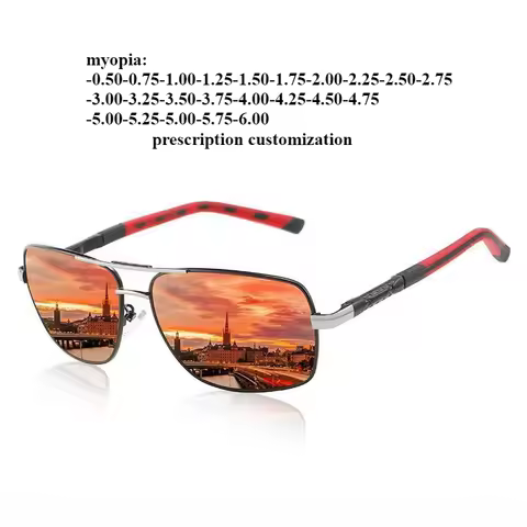 65-23 New glasses men's polarized sunglasses double beam degree myopia prescription customization -0