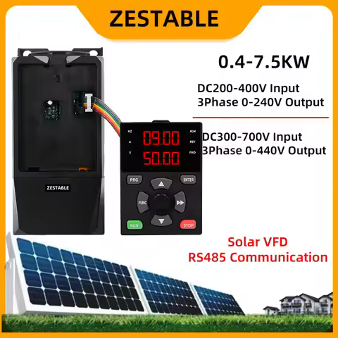 RS485 Solar Converter 0.75/1.5/2.2/3.0/4.0/5.5/7.5 KW 5/7/10HP DC380-620V to 3 Phase 380V 220V Varia