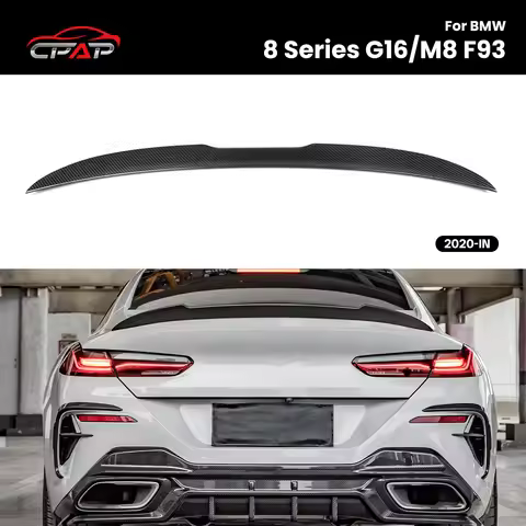 Real Dry Carbon Fiber Rear Roof Trunk Spoiler Wing For BMW 8 Series G16 M8 F93 MP Style 2020-IN Car 