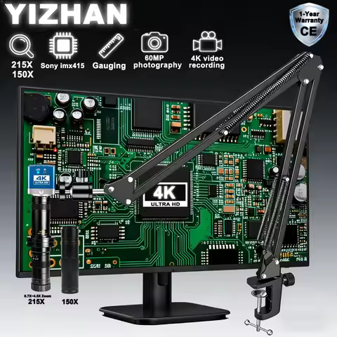 YIZHAN 4K Microscope For Soldering, 60MP Digital Microscope, IMX415 Chip Camera, 215X 150x Lens, Boo