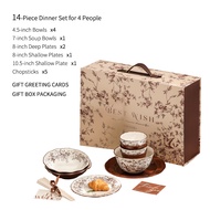 Magpie Jumping on the Branch Tableware Set Ceramic Bowl and Plate